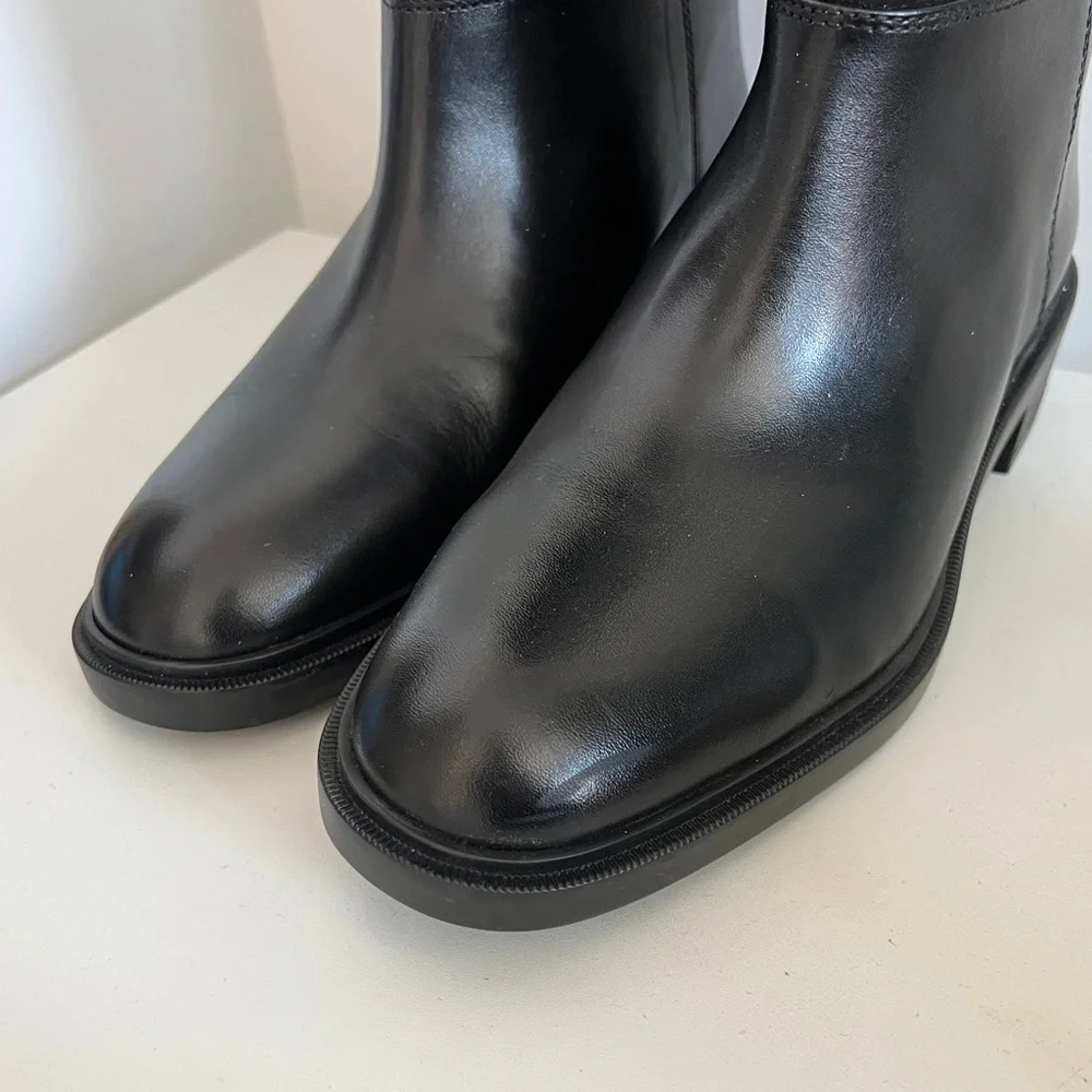 Zara black knee high equestrian riding flat boots